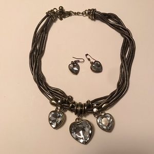 Gold tone necklace and matching earrings